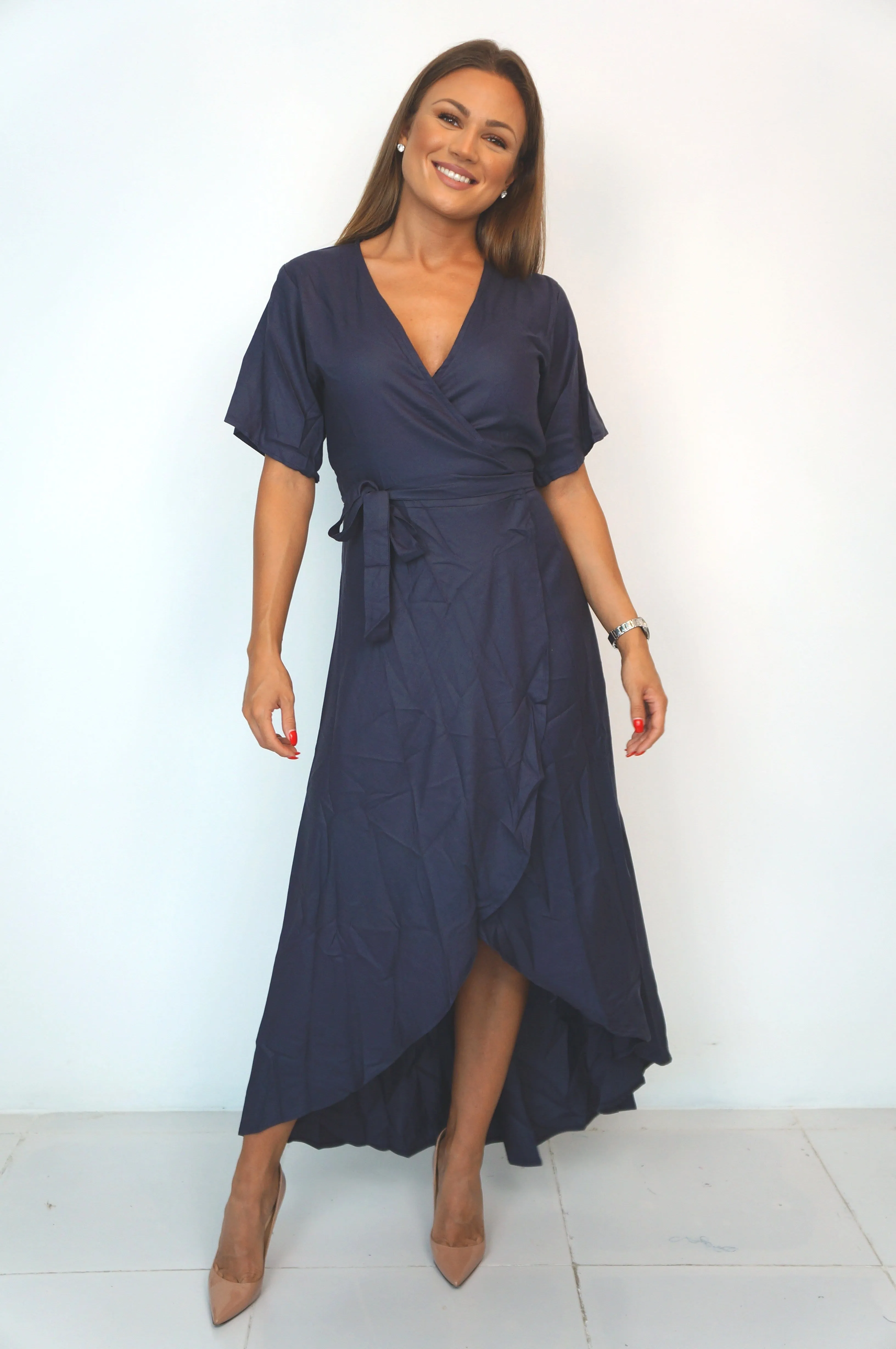 The Maxi Wrap Dress - Charcoal Grey