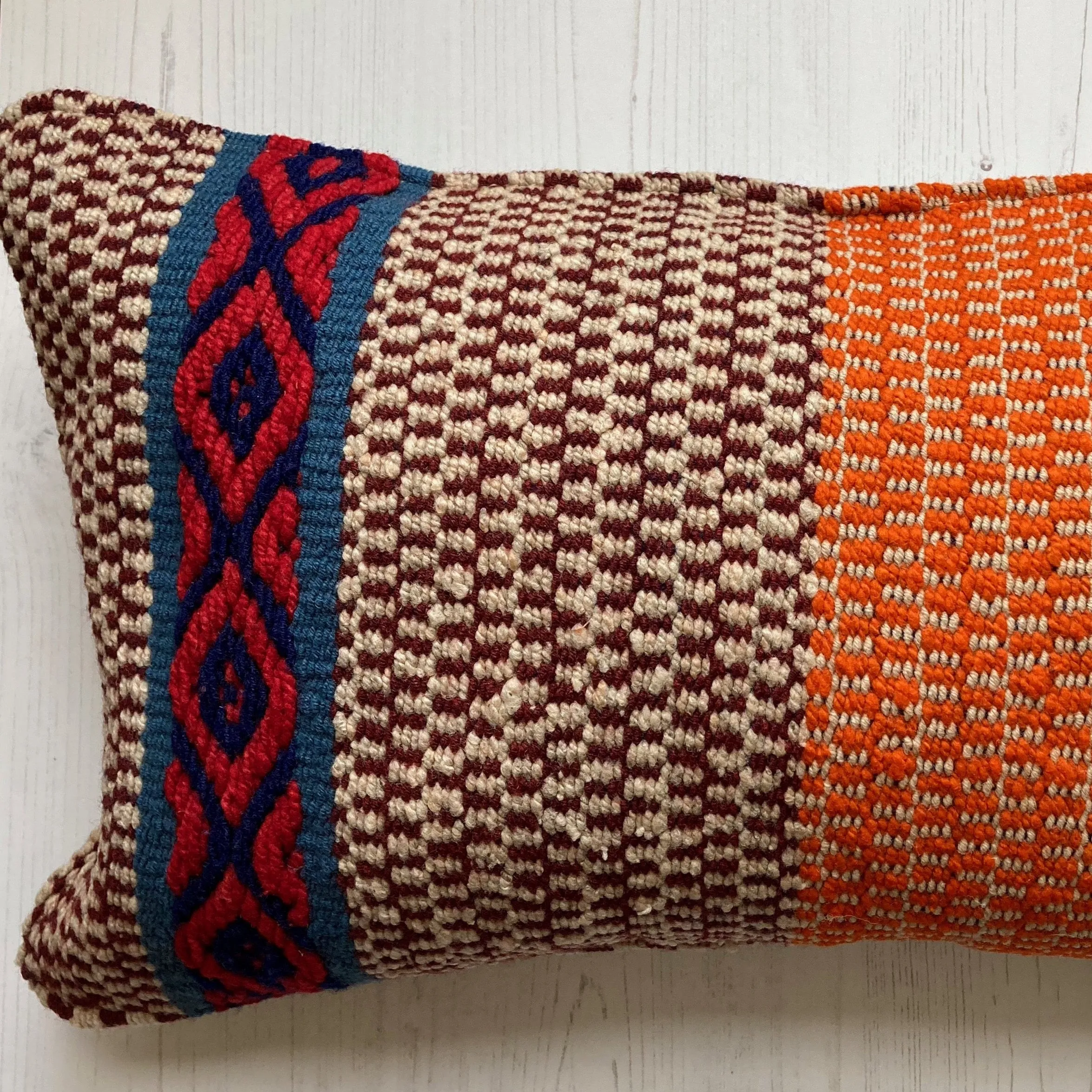 Vintage handwoven wool pillow #NS012