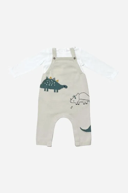 Viverano Dino Jacquard Knit Baby Overall Set