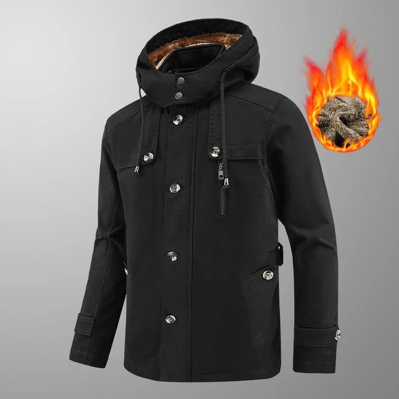 windbreaker mid long hooded jacket