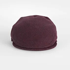 Wine Damson Twill Wool Flat Cap