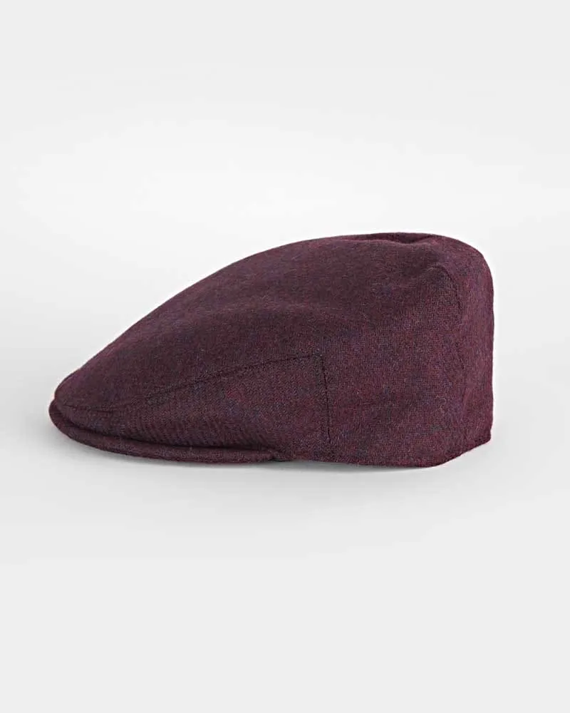 Wine Damson Twill Wool Flat Cap