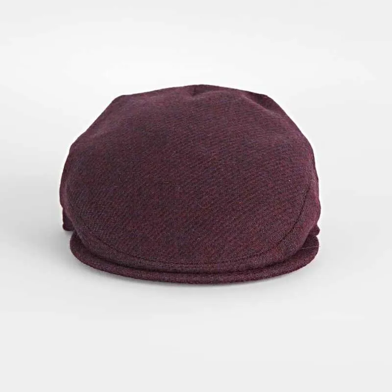 Wine Damson Twill Wool Flat Cap