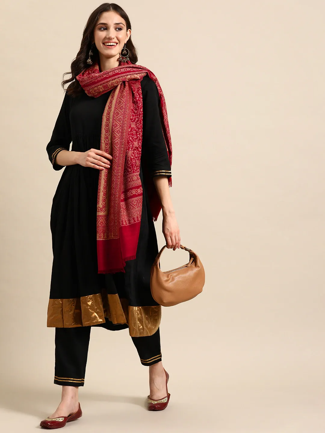 Women Ethnic Motifs Woven Design Shawl