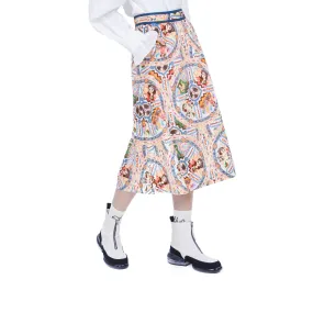 Women Overall Print Wrap Midi Skirt - Pattern