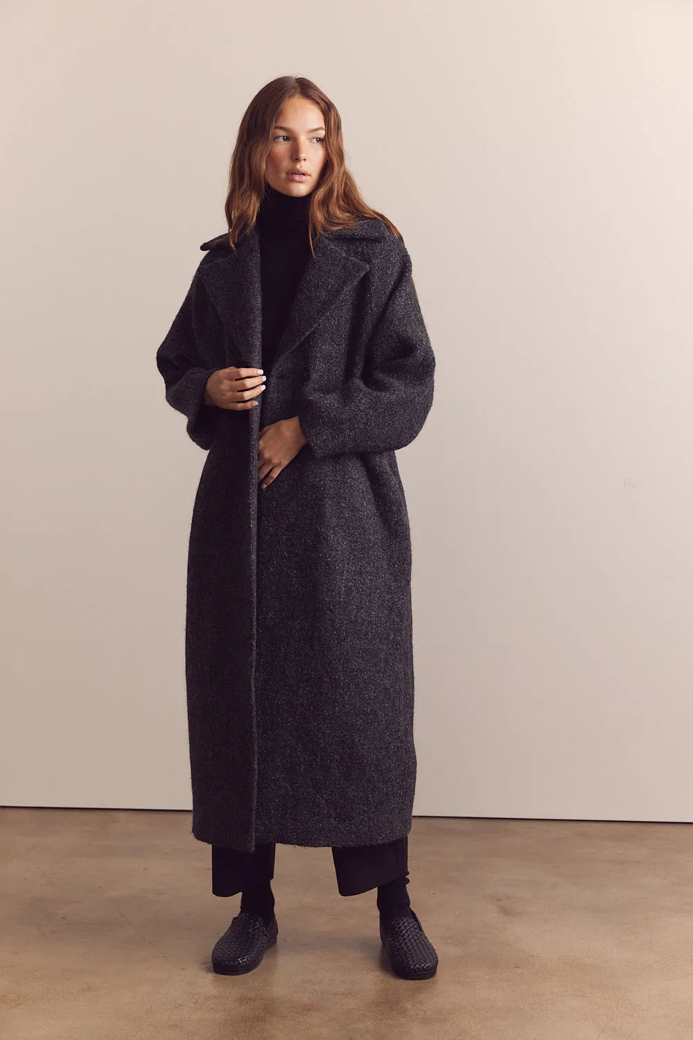 Wool blend maxi coat