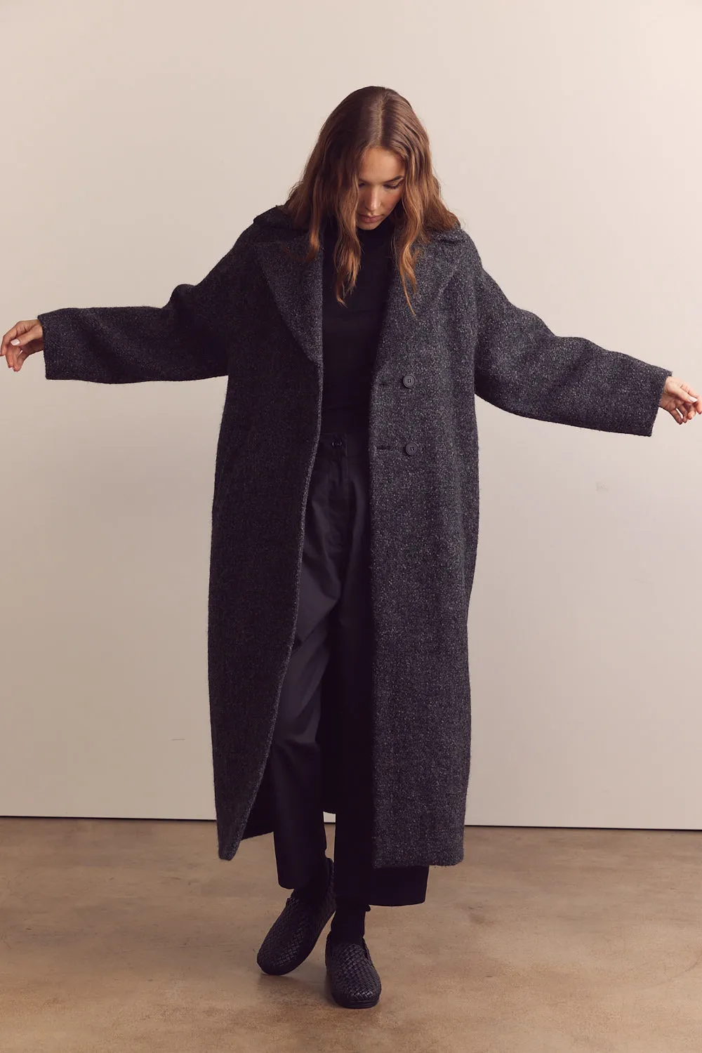 Wool blend maxi coat