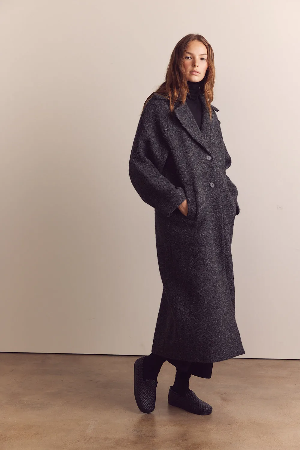 Wool blend maxi coat