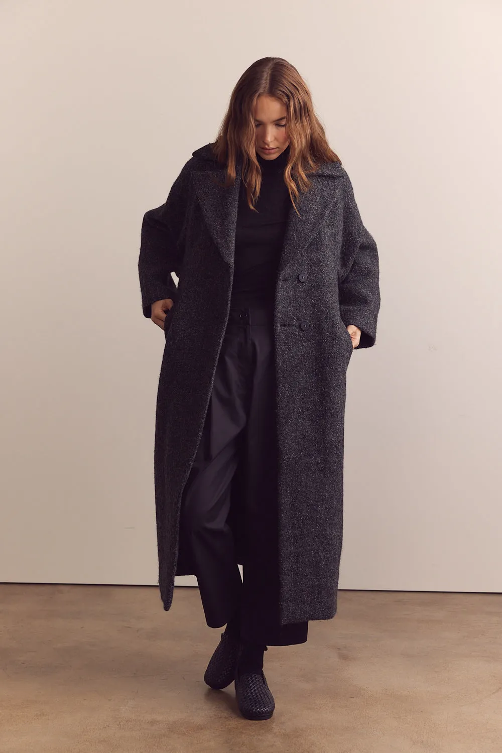 Wool blend maxi coat