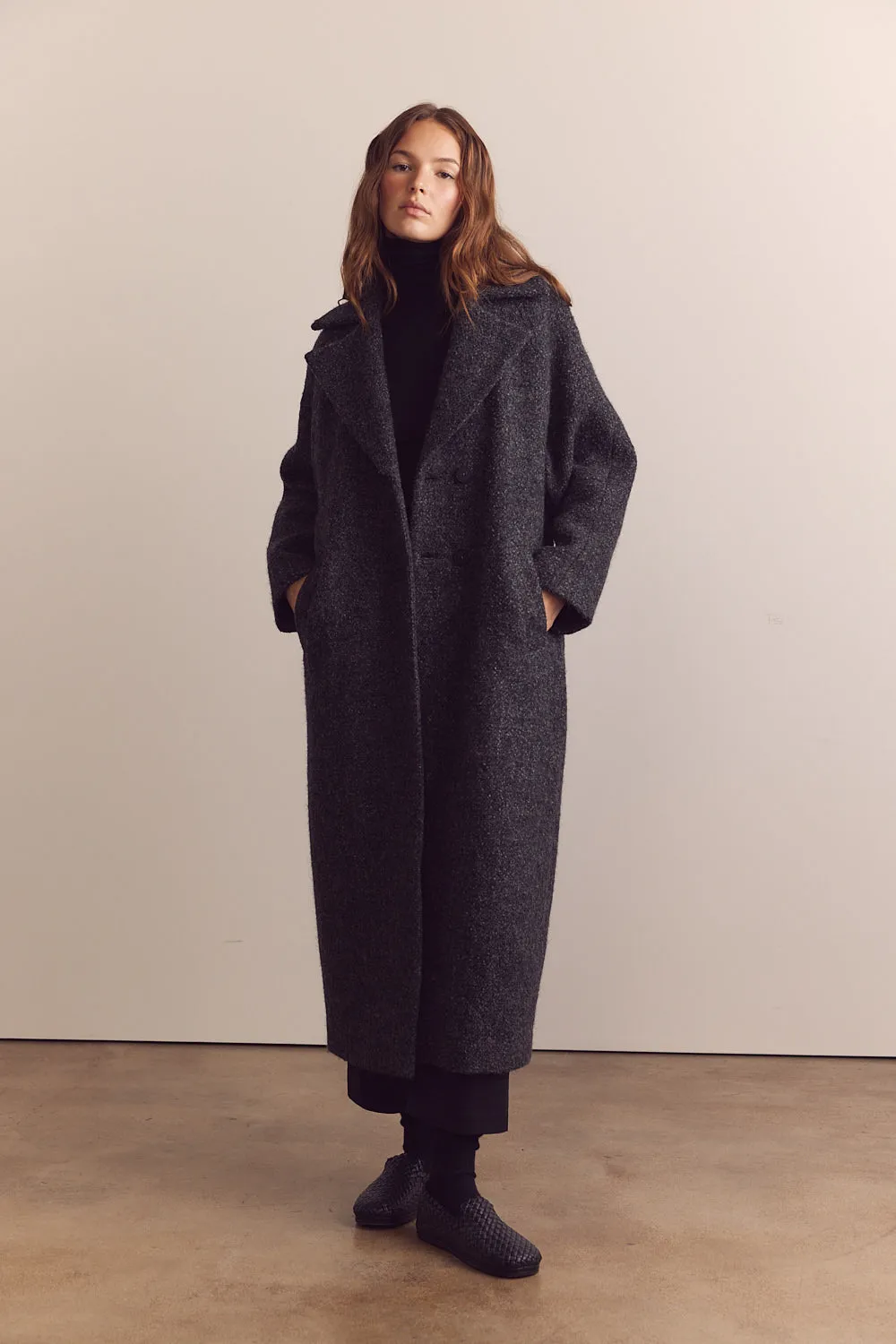 Wool blend maxi coat